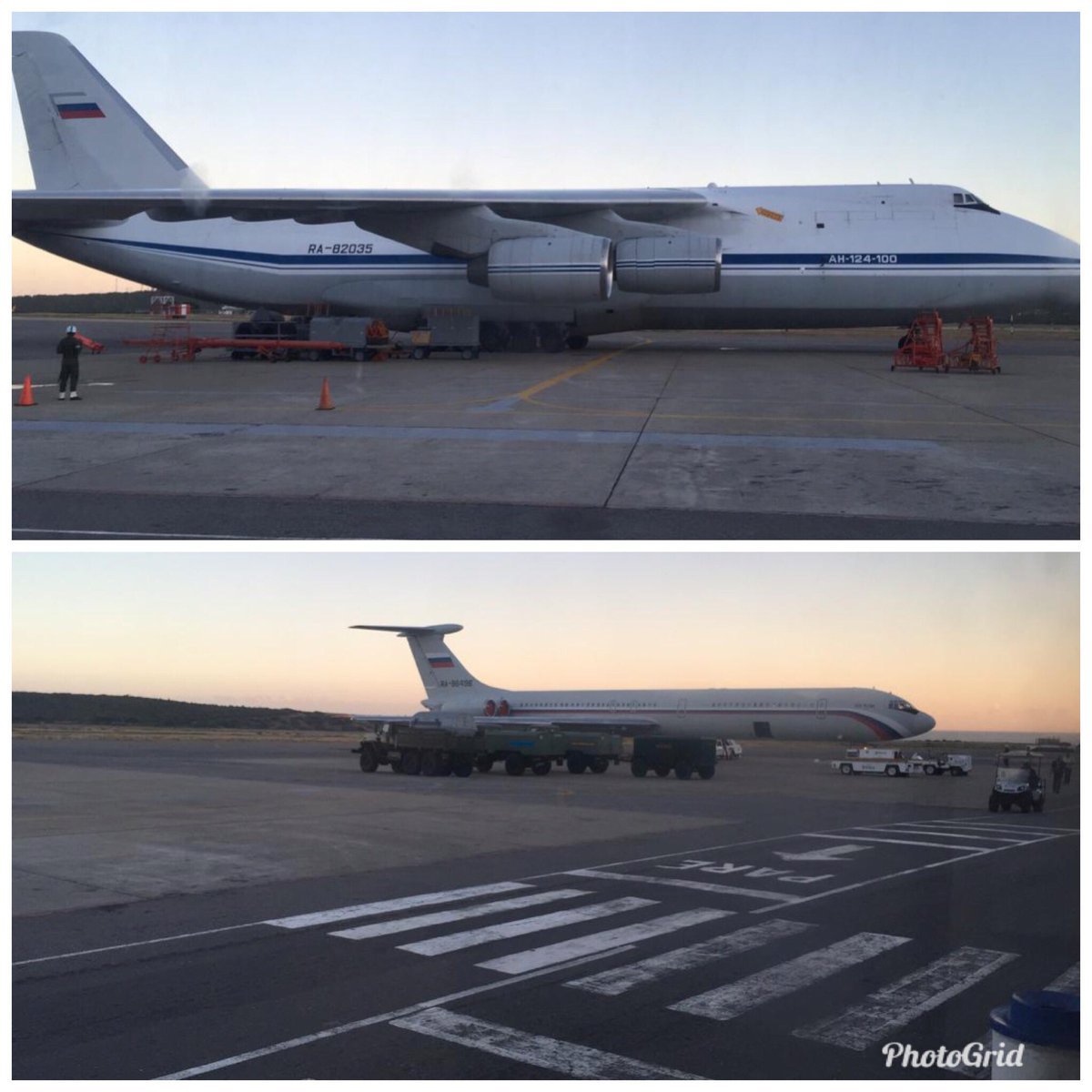 Three Russian aircraft, one Antonov cargo 124-100, one Ilyushin II-62 passenger and 2 Tupolev Tu-160 BlackJack  arrived at the Maiquetia Airport. They will participate in aerial exercises.