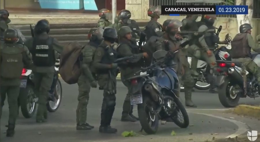Military is shooting Warning shots fired at protestors at the Highway in Caracas in Venezuela.   