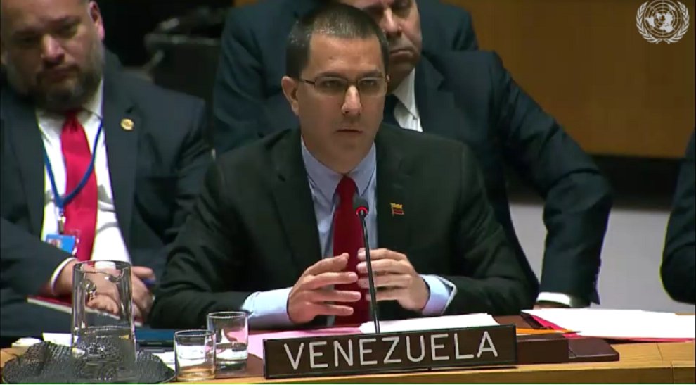Maduro's chancellor, Jorge Arreaza, at the UN Security Council: If they have proof that there were false elections, present them. Let's talk with base