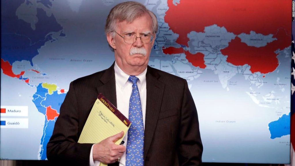 5000 troops to Colombia: US's Bolton's notes. Map behind the Bolton shows countries who supports Venezuela   