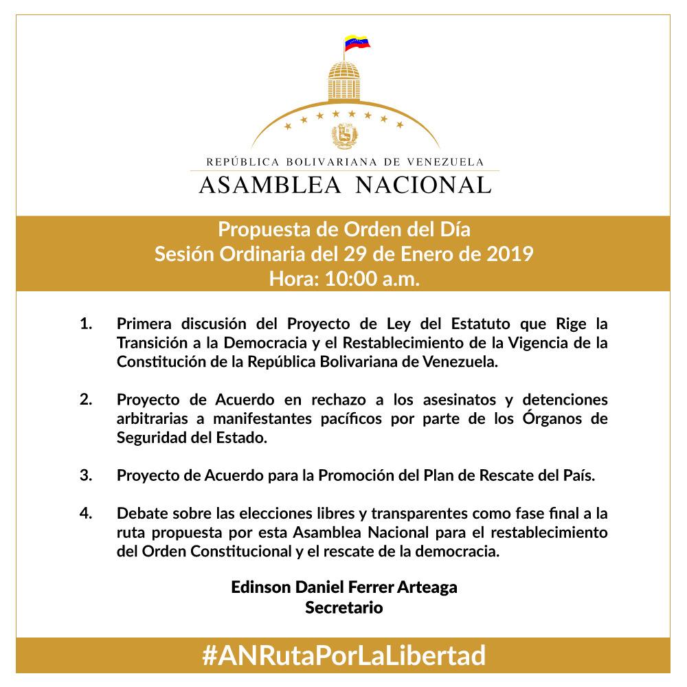 The ordinary session of @AsambleaVE opens on Tuesday 29 January 