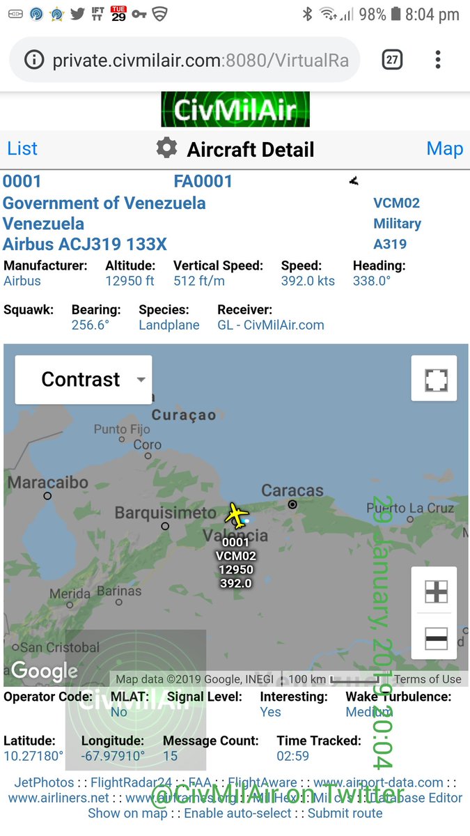 Government of Venezuela A319 0001 FAV0001 On the move again from El Libertador Air Base  