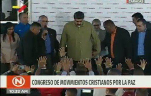 Venezuelan public television VTV airing prayer for Maduro this morning
