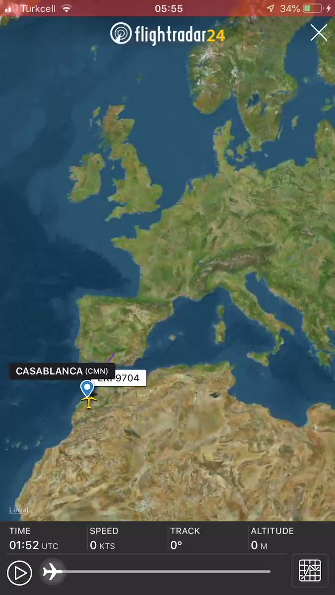 Other cargo to Russia. Moscow Vnukovo based Erofey Airlines' B757 cargo plane VPBHM made a 2hrs 8min technical stopover at Casablanca Mohamed V.   flying NE over Madrid, en route from Caracas Simón Bolívar likely to Moscow Vnukovo 