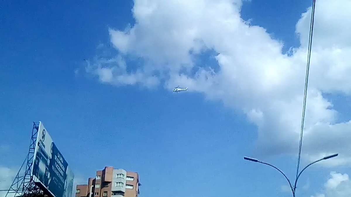 Helicopter flies over Caracas