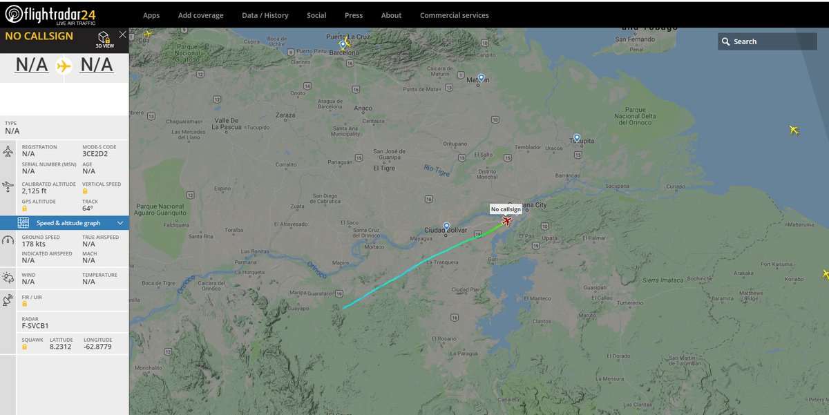 Venezuela Air Force Dornier 228NG YV3083 descending for Puerto Ordaz Airport   