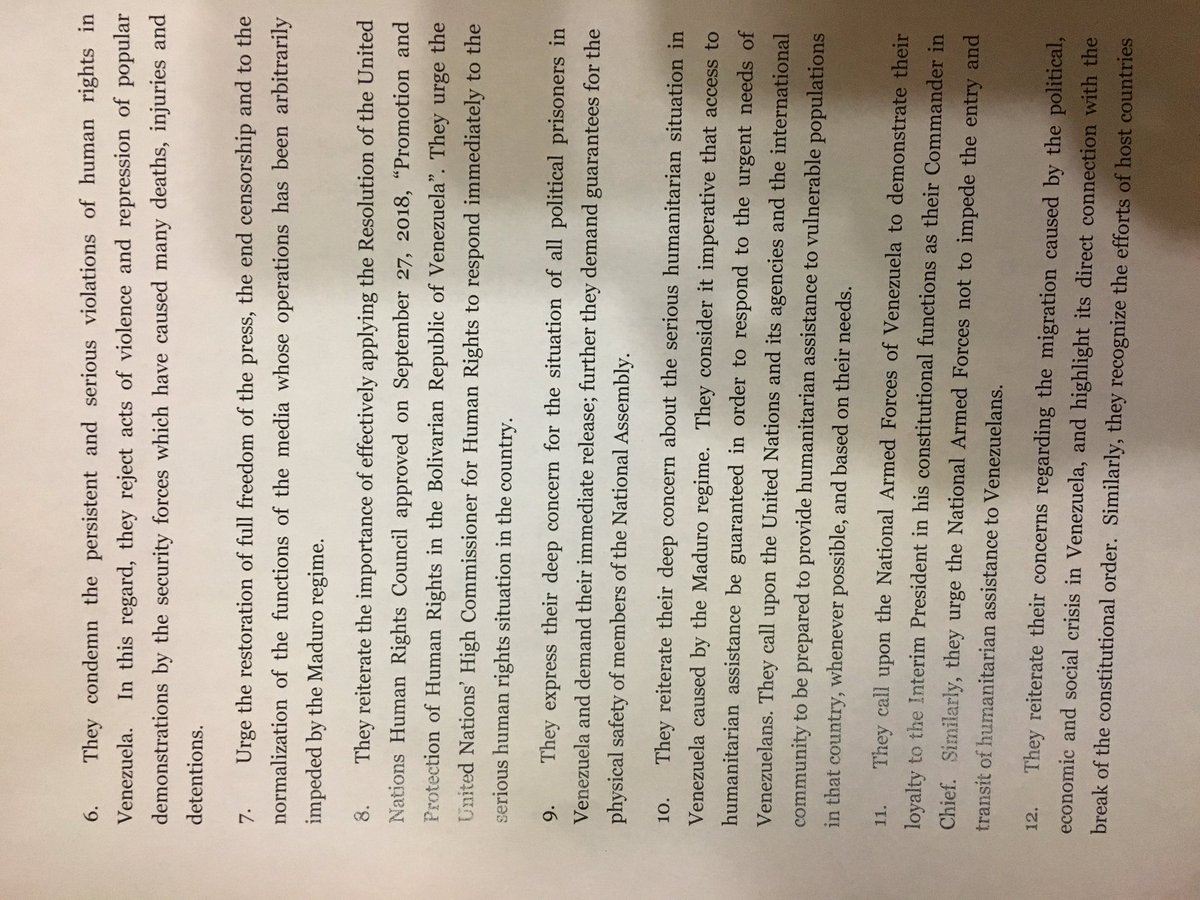 Lima Group Declaration on Venezuela just released in Ottawa.   