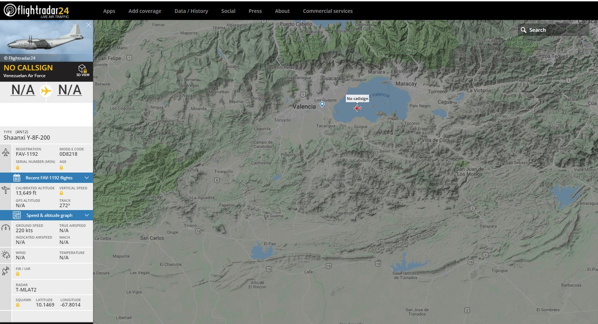 Venezuelan Air Force Shaanxi Y-8F-200 FAV-1192 departed Libertador Maracay Air Base   