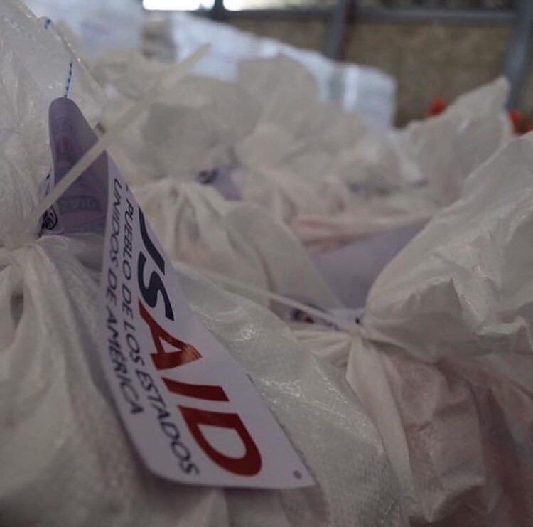 Sorting of Humanitarian aid in the collection center in Cucuta