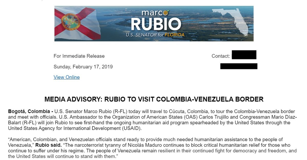 Marco Rubio is coming to Cucuta. 