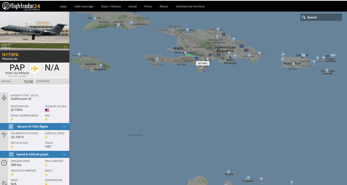 A medicalized plane for highly contagious diseases (of the few in the world) belonging to a company linked to the CIA has spent about 2 hours in Caracas. Last week he flew from Israel to Atlanta, then to Haiti and now Venezuela.