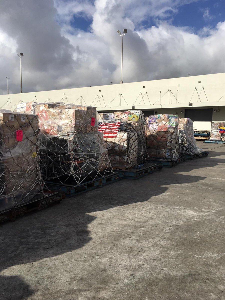 At this moment a plane is being loaded with tons of humanitarian aid and to take off from Miami to Curacao