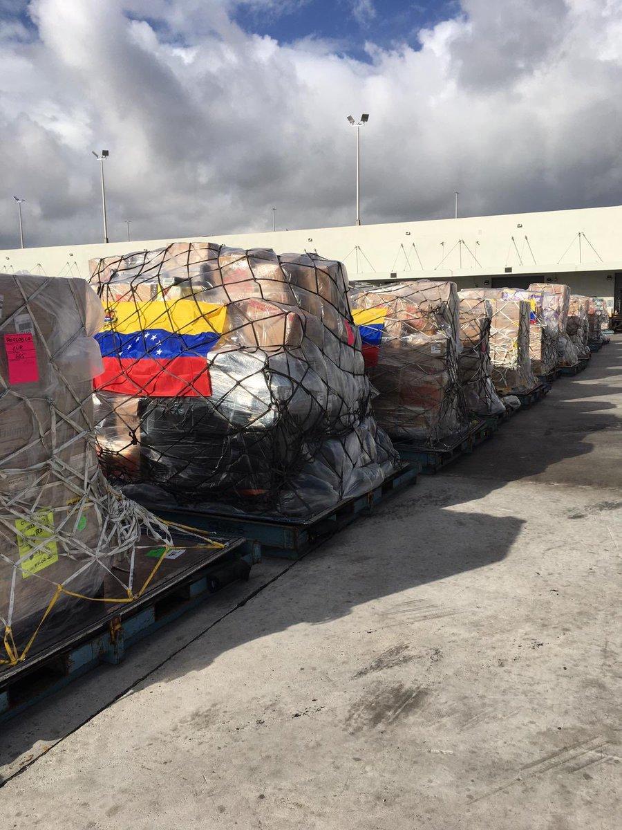 At this moment a plane is being loaded with tons of humanitarian aid and to take off from Miami to Curacao