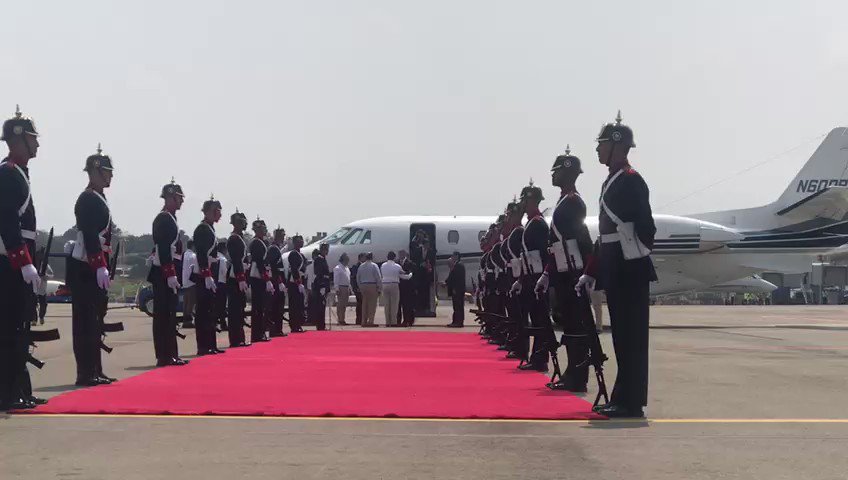 #VenezuelaAidLive Paraguay's president Mario Abdo Benítez arrives in Cúcuta. Colombian MFA Carlos Holmes Trujillo received him