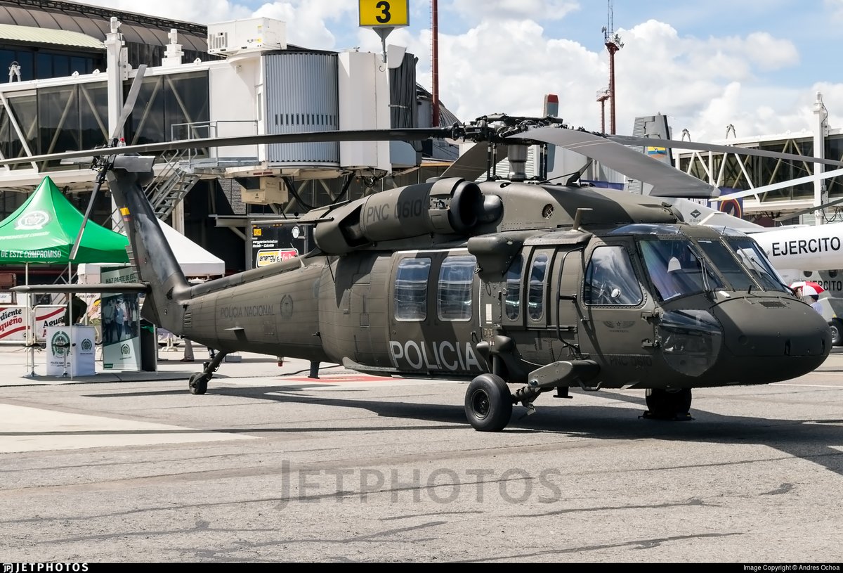 Airborne over Cucuta area of Colombia is National Police UH60 Blackhawk helo PNC0610 at FL080 1359z photo @JetPhotos   