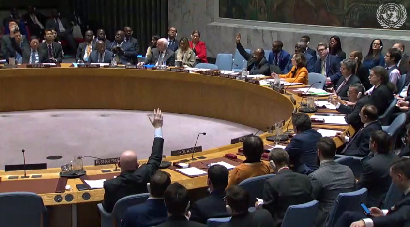 Voting of the draft resolution submitted by Russia to the UN Security Council: Against: 7; Favor: 4; Abstention: 4; Not approved due to not having obtained the required number of votes