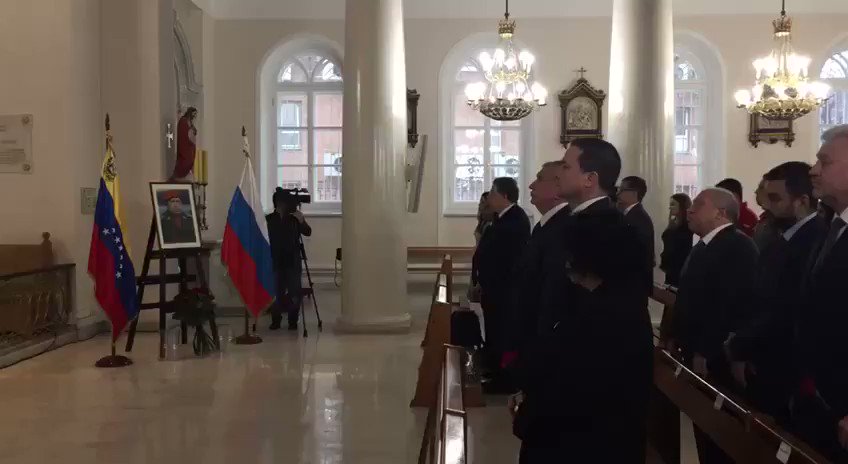 Igor Sechin, president of Rosneft, attends a memorial mass in the center of Moscow, to honor the Venezuelan leader Hugo Chávez