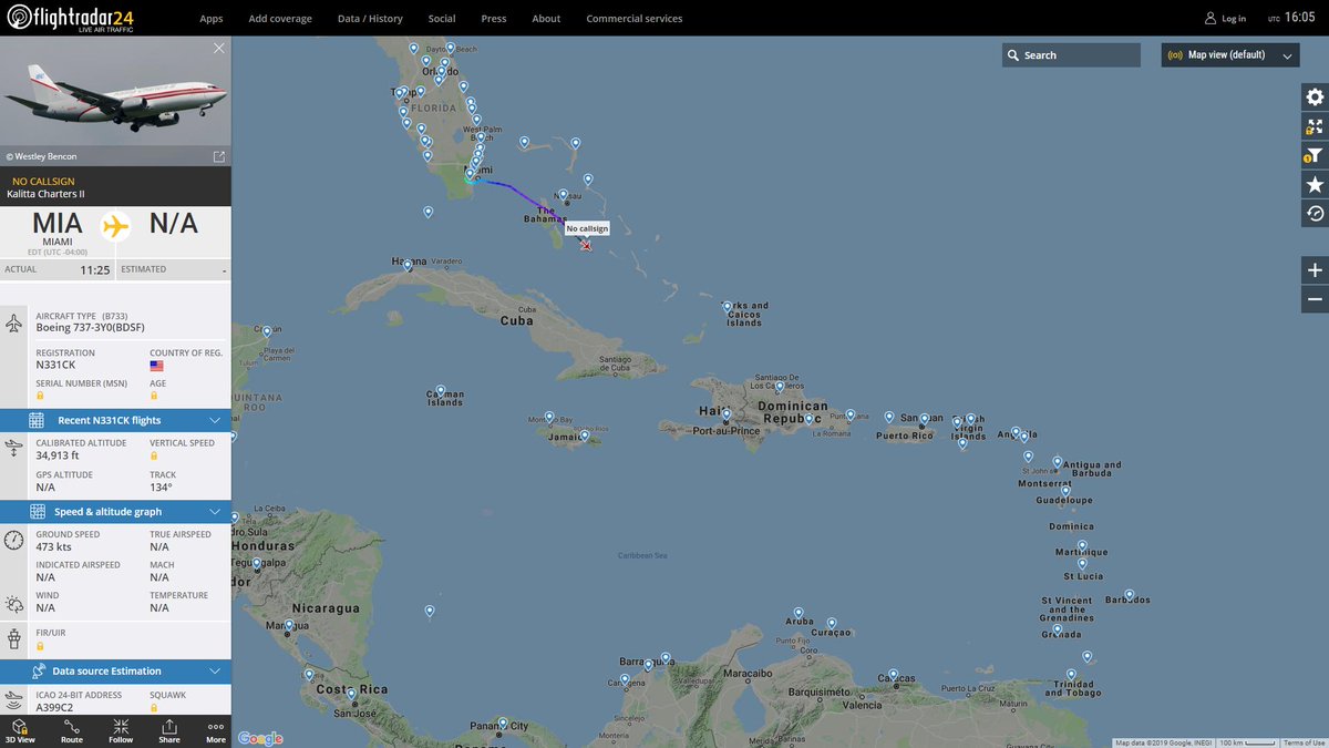 Kalitta Charters II  737 N331CK from Miami heading  Venezuela to withdraw all staff from Caracas embassy