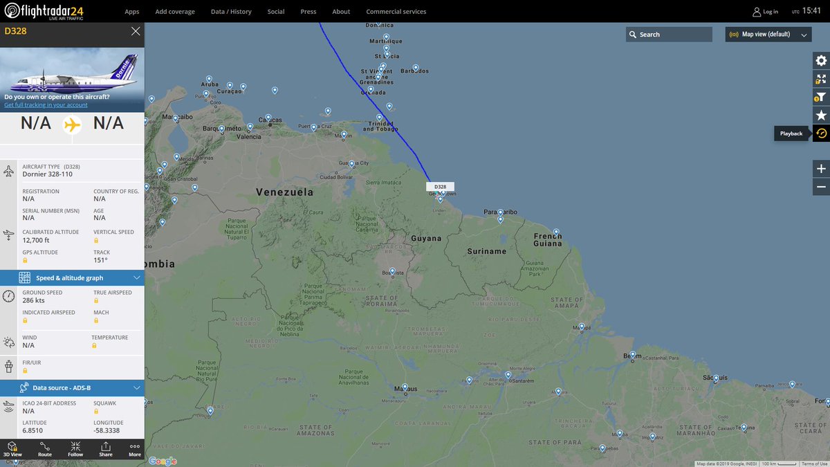 US Special Operation Command C146A Wolfhound inbound Georgetown Guyana