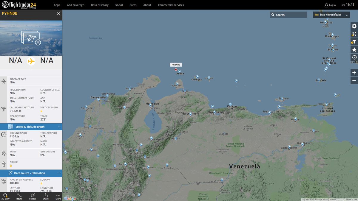 USAF Rivet Joint dodgy Hex Code 40E409 tracking off the coast of Venezuela