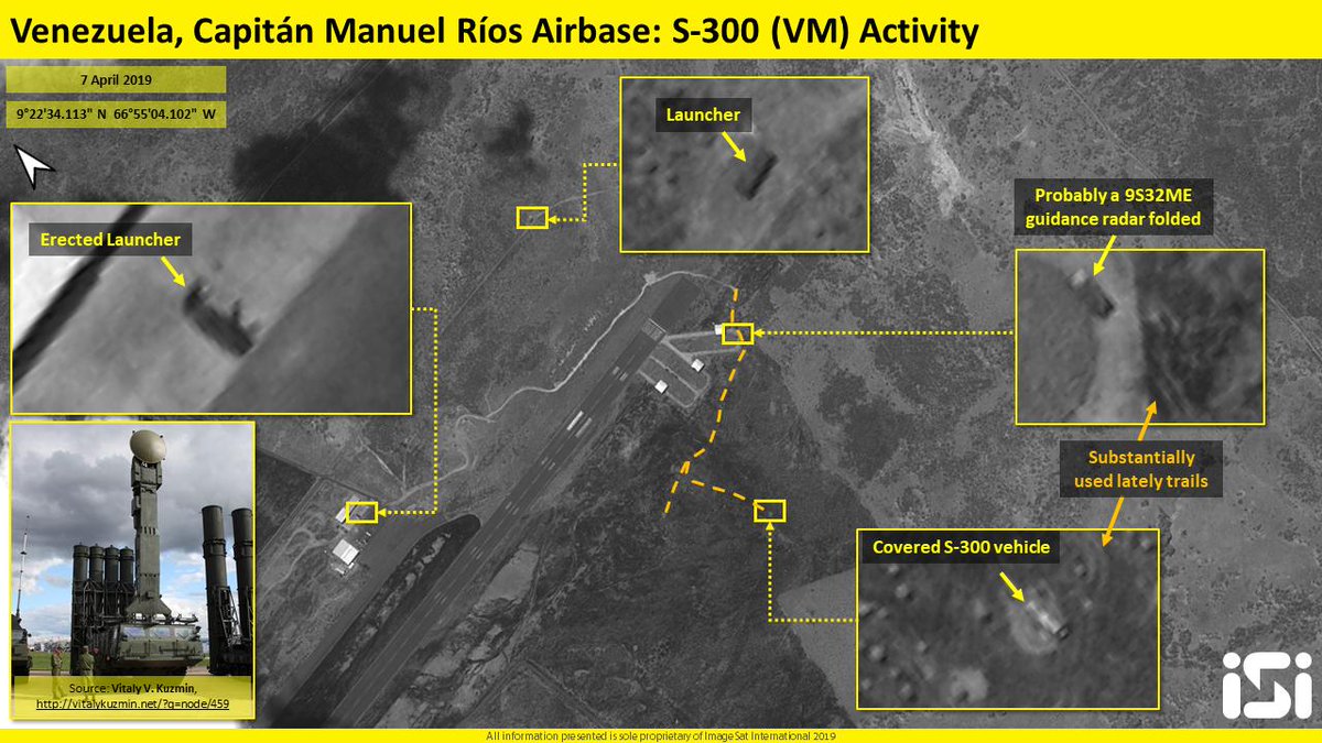 Venezuela: Erected S300 (VM) launcher and additional activity of the battery were detected (7 April 2019) in the operational deployment areas of Capitán Manuel Rios airbase
