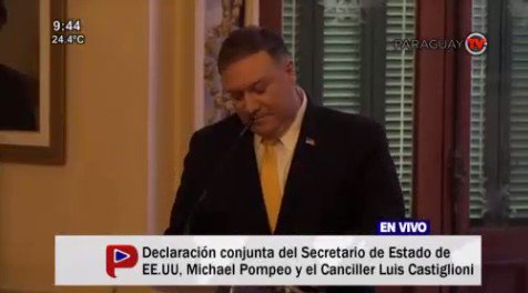 MFA of Paraguay @LuisCastiglioni: Venezuelans themselves will rescue their country from tyranny, with the cooperation of the US and other countries.