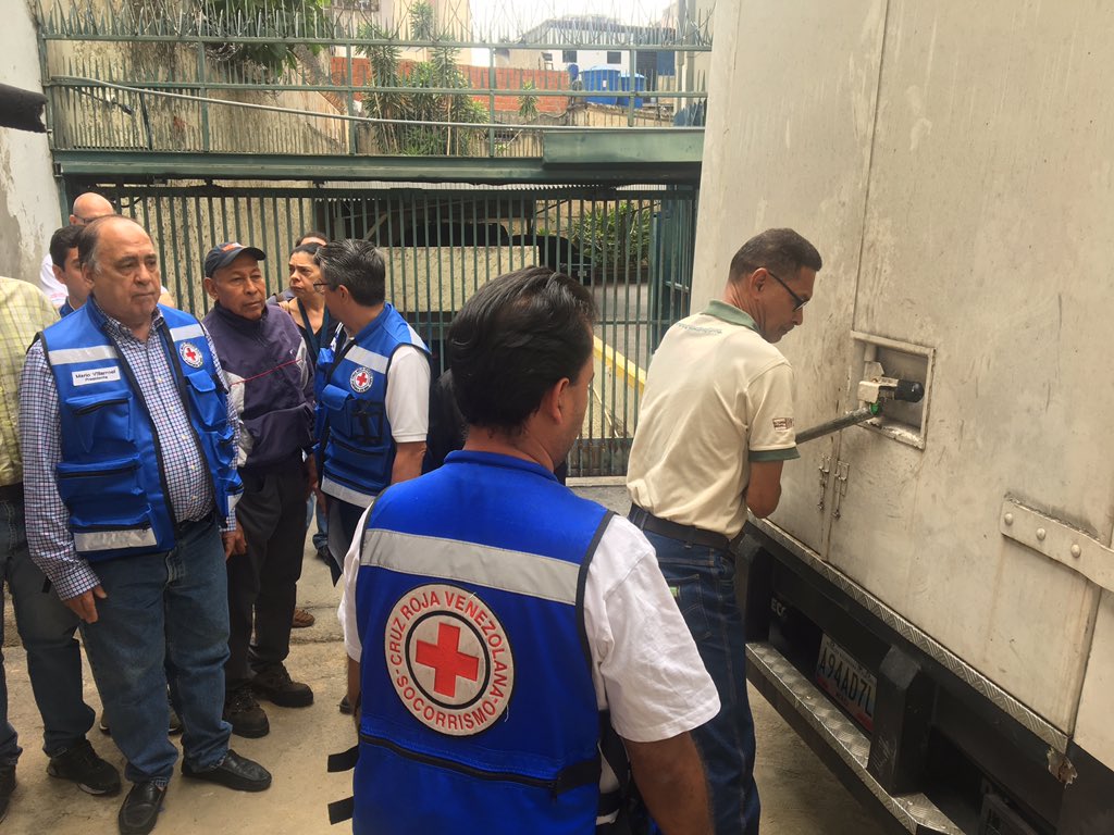 The first truck of humanitarian aid is delivered to a hospital in Carlos J Bello hospital of the Red Cross in Caracas received medical kits for 10 thousand people, surgical and disposable material