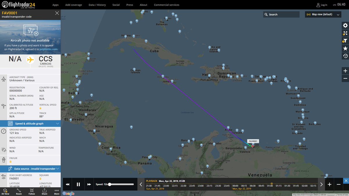 Venezuelan air Force Airbus 319CJ FAV001 Maduro´s plane returning to Venezuela from LaHabana few hours ago.   
