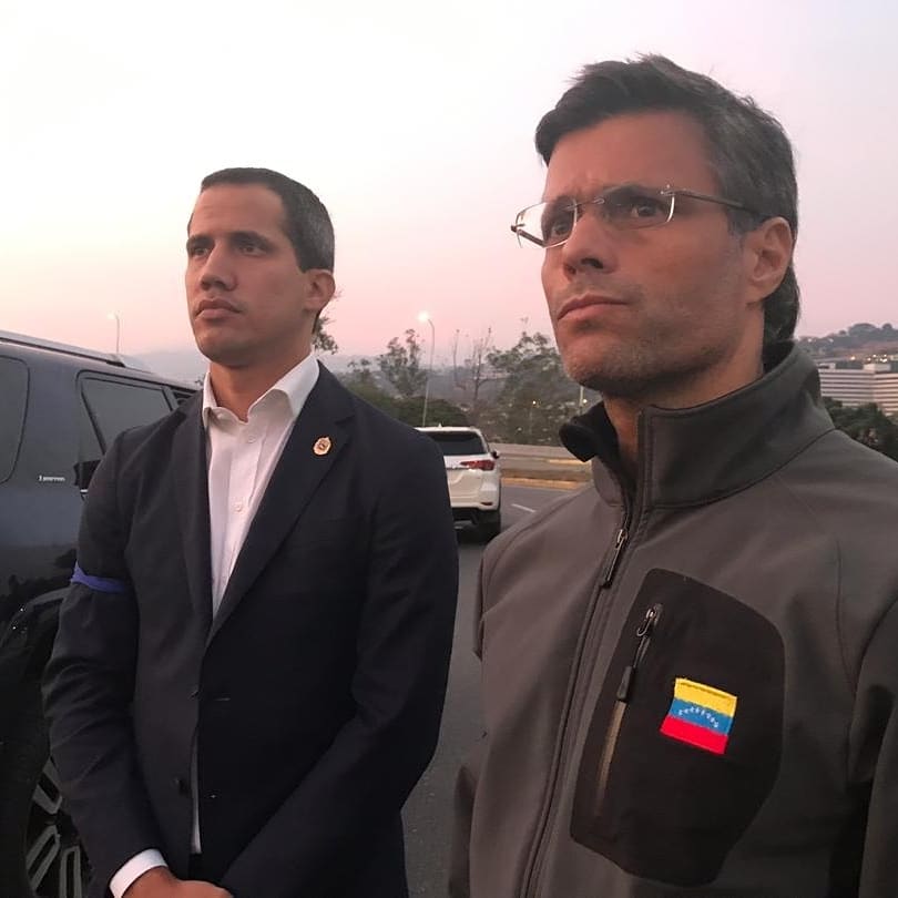 Leopoldo López and @jguaido at the outskirts of La Carlota Air Base in Caracas