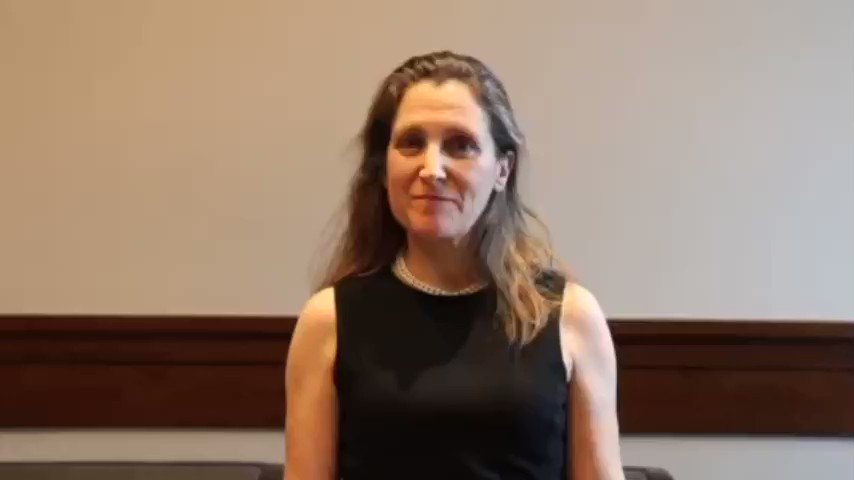 Chrystia Freeland:Canada commends the courage of Venezuelans demonstrating their desire for a return to democracy. It is time for the Maduro government to step aside and allow for a peaceful end to this crisis.   
