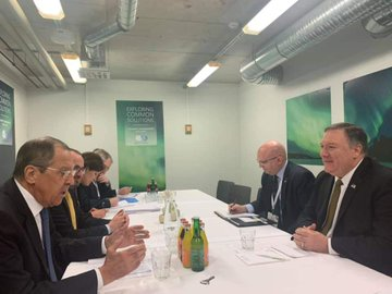The meeting between Lavrov and Pompeo begins in Rovaniemi, Finland.