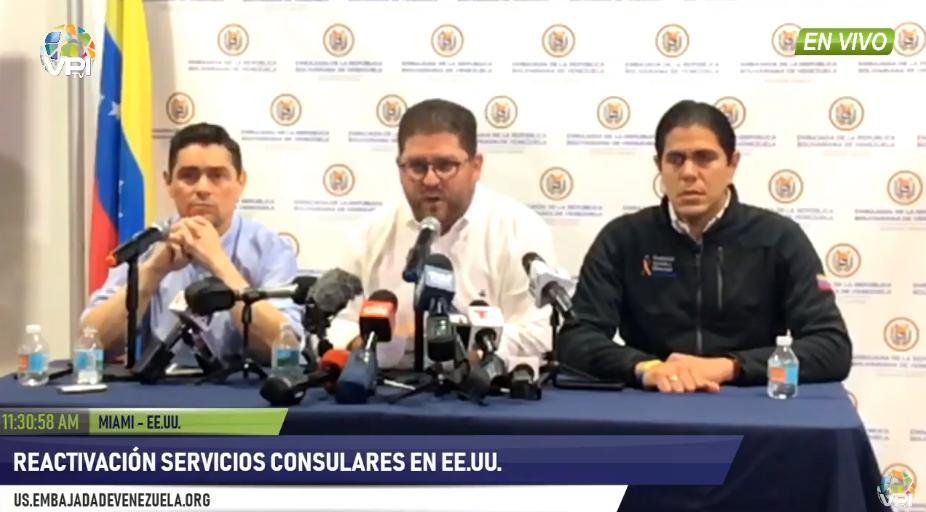 Ambassador Carlos Vecchio and Minister Counselor Gustavo Marcano will present the Consular Single Registry, an online platform through which Venezuelan citizens in the US must register, as part of the process of progressive reactivation of consular services