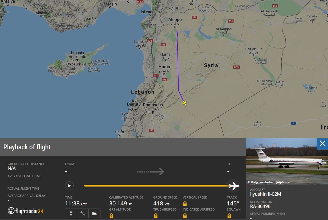 RuAF Il-62 86496 from Chkalovsky to Damascus to Dakar to Caracas