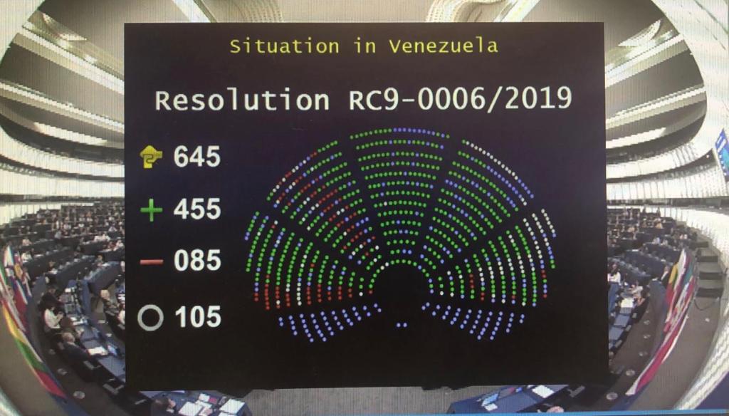 The new resolution of the European Parliament reiterates its full support to the legitimate interim president @jguaido and the National Assembly, the only legitimate democratic organ of Venezuela, and condemns the lifting of immunity to 22 deputies and the imprisonment of 2.
