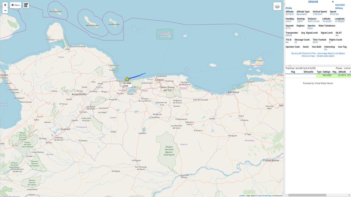 Chilean Air Force Boeing 767 FACH985 airborne from Caracas Venezuela, Chile has deported 29 Venezuelans for irregular situation