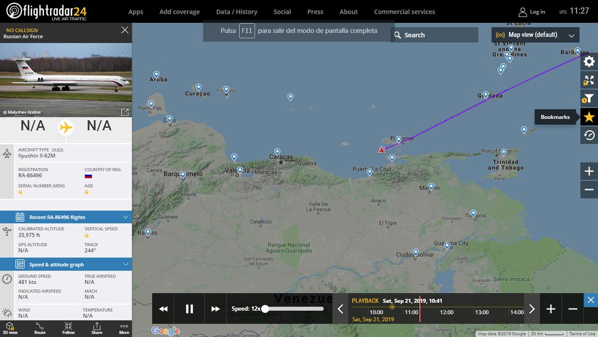 Russian Air Force Ilyushin Il-62M RA-86496 just landed in Caracas Venezuela