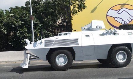 Armoured vehicles seen in Caracas yesterday ahead of tomorrow's protest, the Fiat 6614 converted to a riot vehicle  