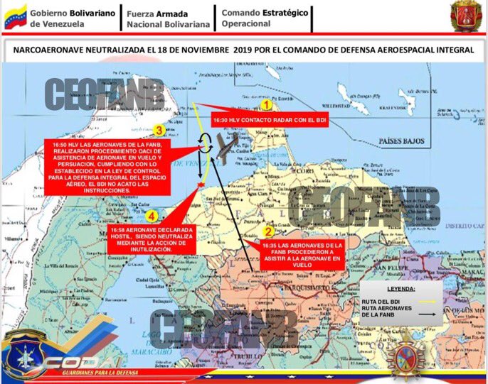Venezuelan Air Defence (CODAI) day they intercepted and neutralised an aircraft yesterday that entered Venezuelan airspace illegally and didn't respond to their requests 