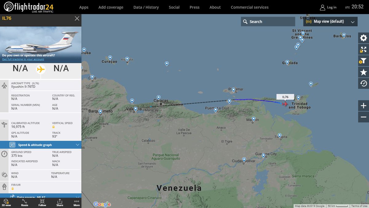 Unknown Ilyushin Il-76TD (Russian Trans Avia)from Caracas Venezuela descending for Port of Spain Piarco #TrinidadandTobago