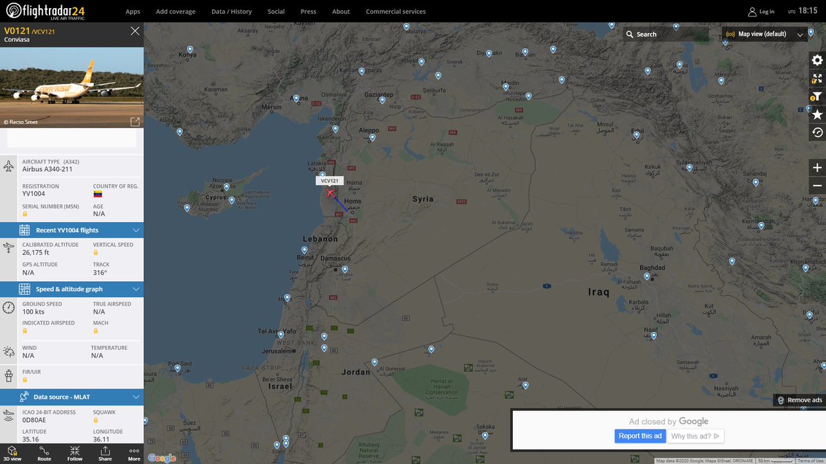 Venezuelan Conviasa Airbus A340-211 V0121 YV1004 airborne from Damascus Syria