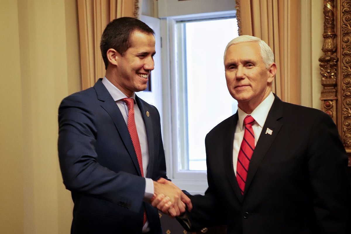 Juan Guaido met with US Vice President Mike Pence today.  Senators Marco Rubio and Rick Scott also attended the meeting  