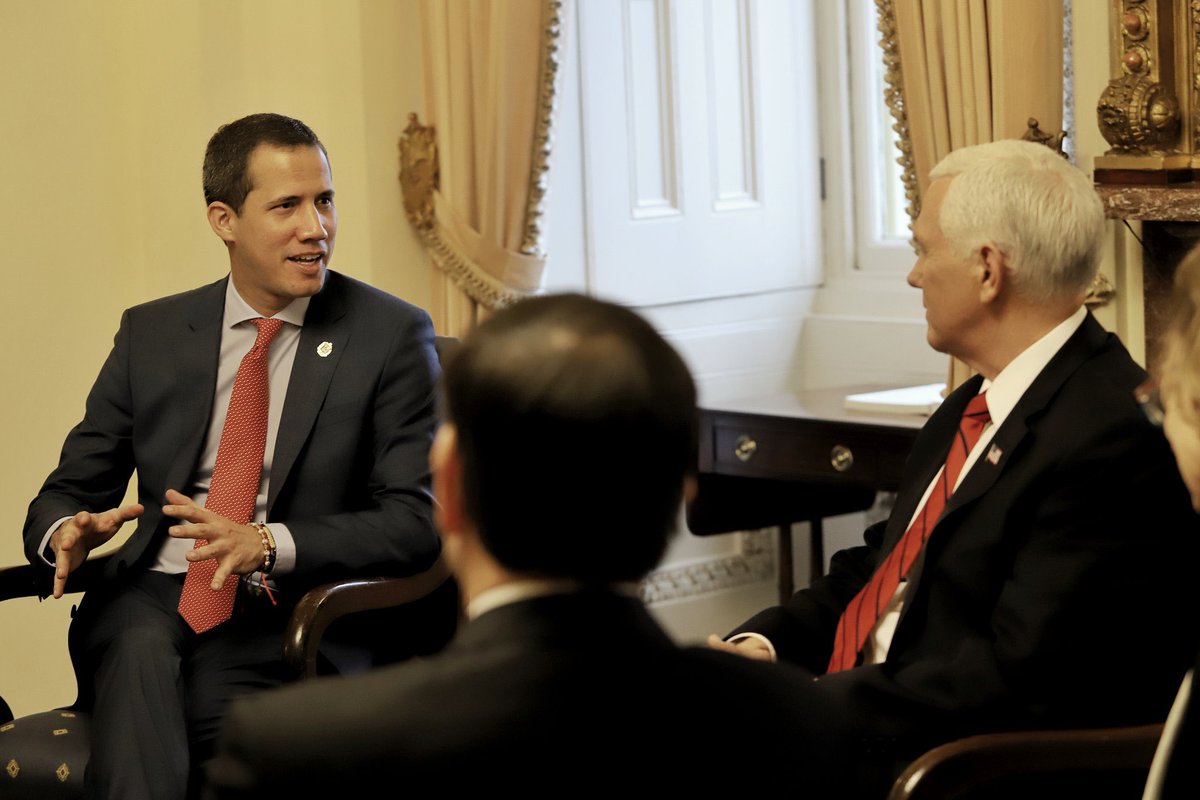 Juan Guaido met with US Vice President Mike Pence today.  Senators Marco Rubio and Rick Scott also attended the meeting  