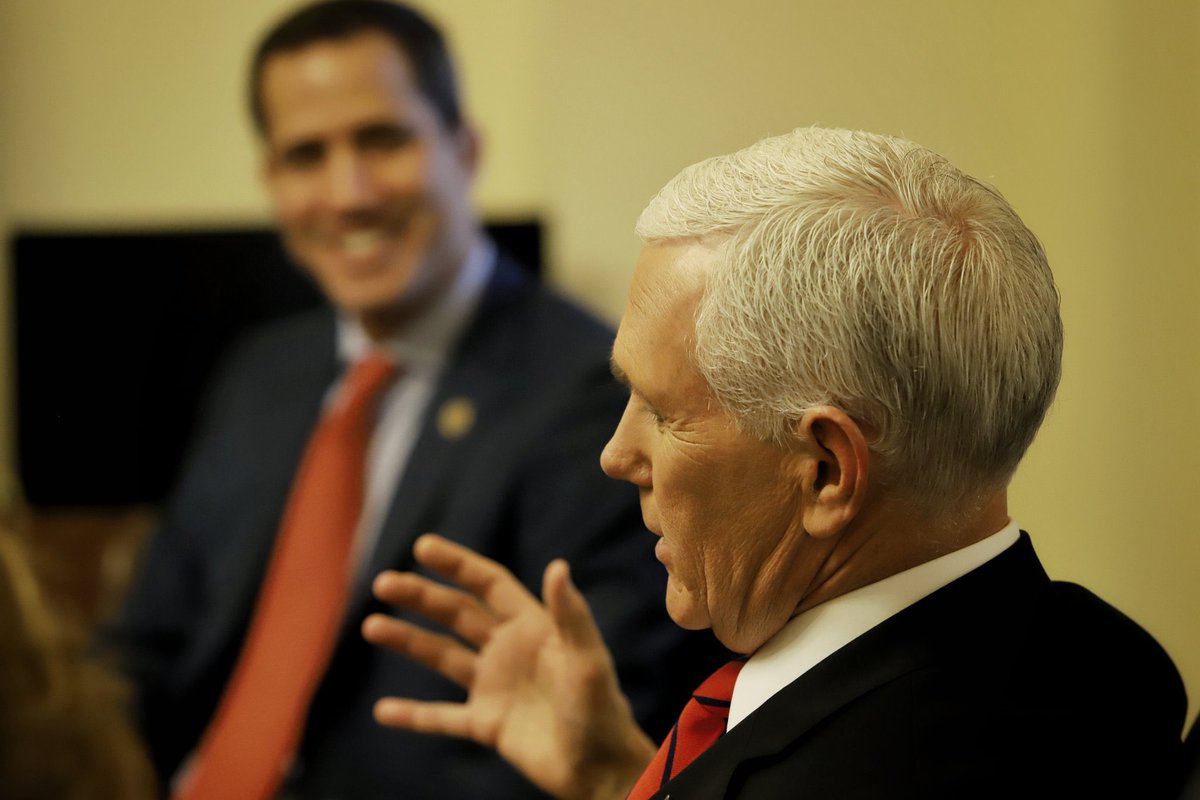 Juan Guaido met with US Vice President Mike Pence today.  Senators Marco Rubio and Rick Scott also attended the meeting  