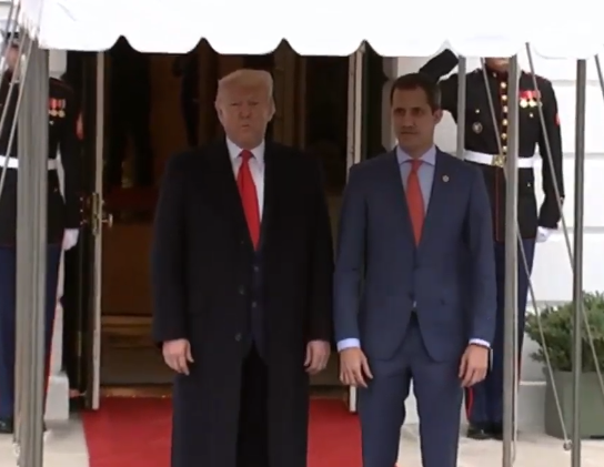 President Donald Trump receives the interim president of Venezuela @jguaido at the White House