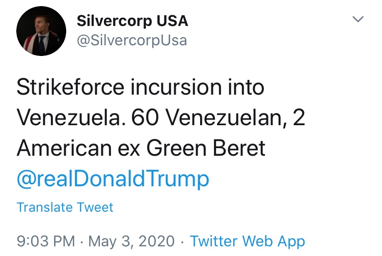 Jordan Goudreau, founder of Silvercorp, involved in the botched operation in Venezuela that ended with at least 8 deaths and dozens of detained militants, just deleted his account on Twitter. 