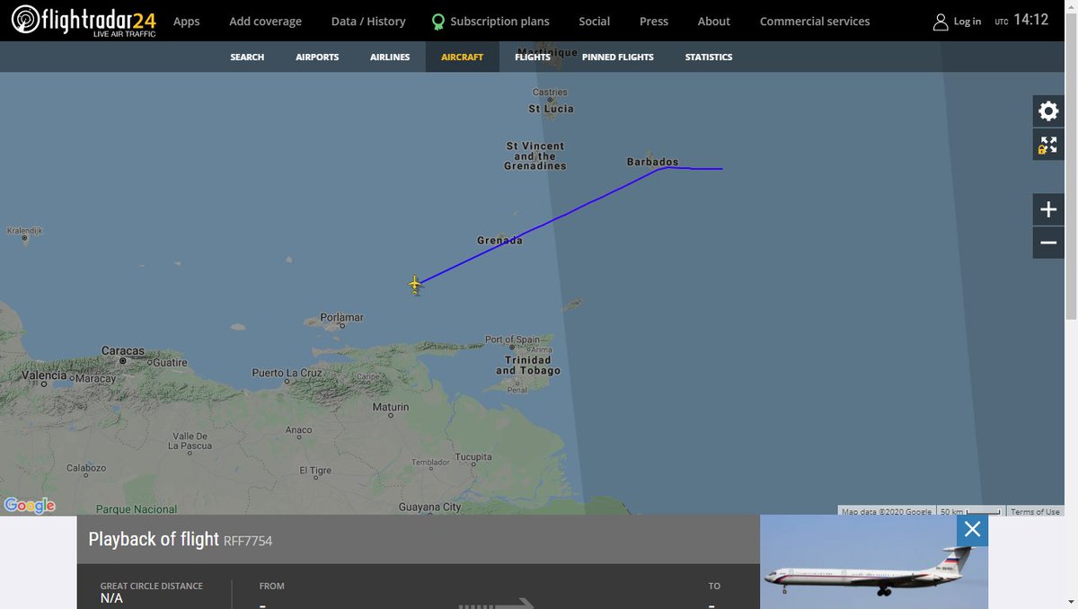 Russian Air Force Ilyushin Il-62M RFF7754 heading back to Russia from Caracas  