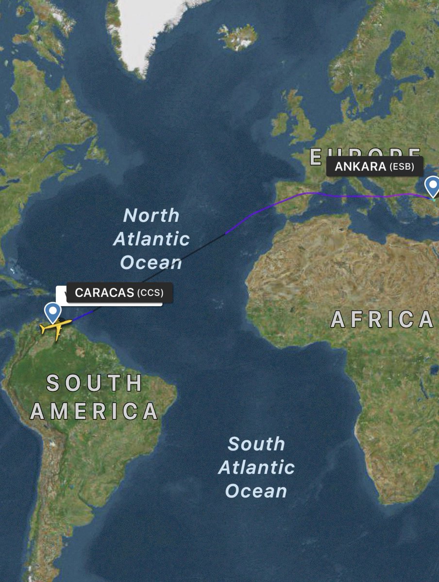 Maduro arrives to Ankara. Two planes travel a few hours apart from Caracas Maiquetía: Conviasa YV3533 A340-642 & Turkish TC-JNE A330-203. Interesting that Maduro chose to travel on Turkish Airlines plane