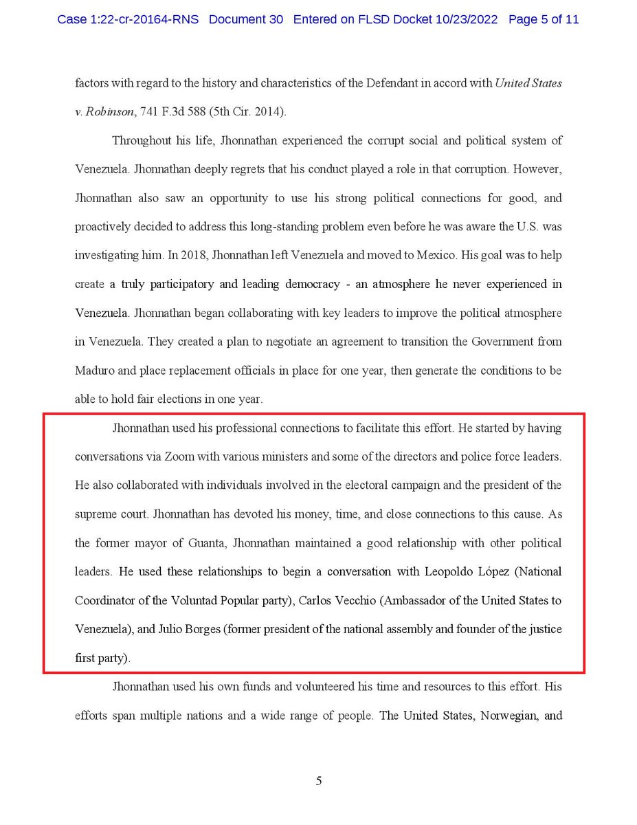 Ex Venezuela mayor Jhonnatan Marin sentenced today to 27 months in prison after a sharp reduction for what prosecutors called substantial assistance.   Marin's attorney says Marin devoted money, time and close connections to help the US-backed opposition replace Maduro