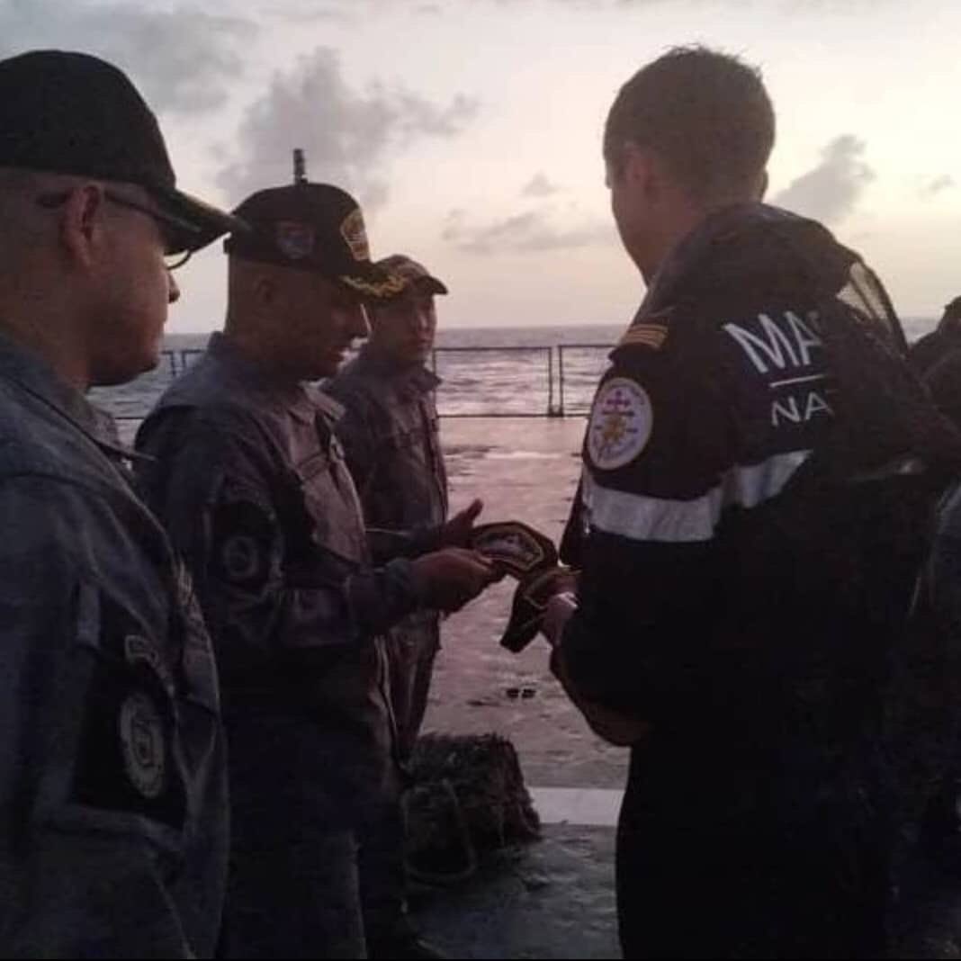 Venezuelan Navy offshore patrol vessel PO-14 (Kariña) seized 1,700kg of cocaine 250 nautical miles from Barbados with help from the French navy, a Marine national sailor is seen on board the Venezuelan vessel. This seizure happened at the start of March