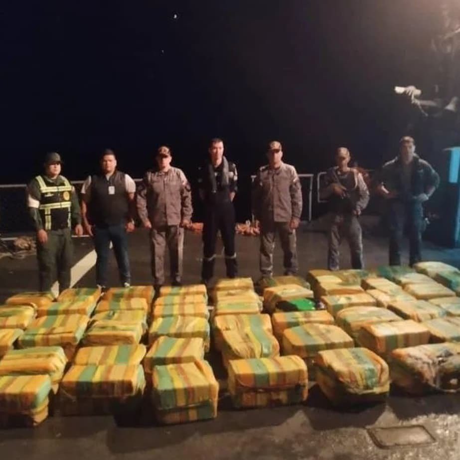 Venezuelan Navy offshore patrol vessel PO-14 (Kariña) seized 1,700kg of cocaine 250 nautical miles from Barbados with help from the French navy, a Marine national sailor is seen on board the Venezuelan vessel. This seizure happened at the start of March